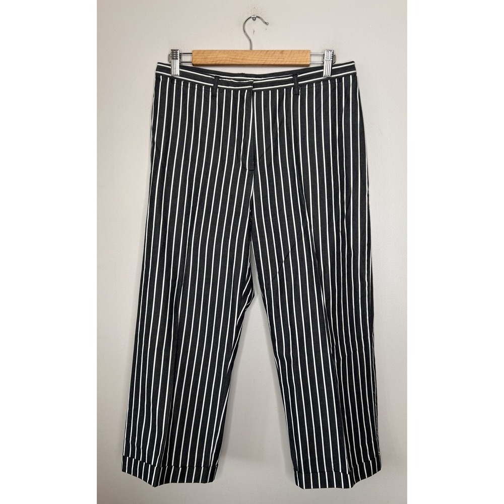 Lauren Ralph Lauren High Rise Cropped Black White Striped Pants Size 10